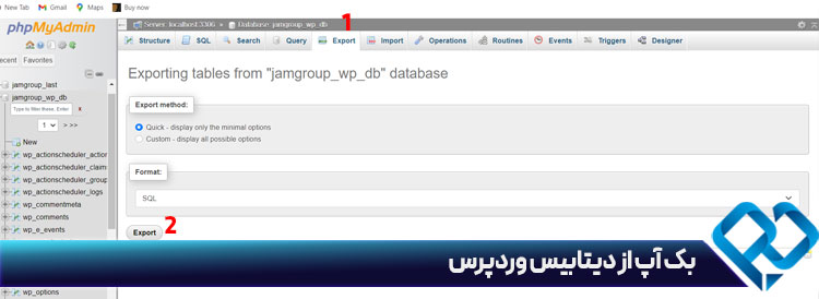 بک آپ از دیتابیس وردپرس